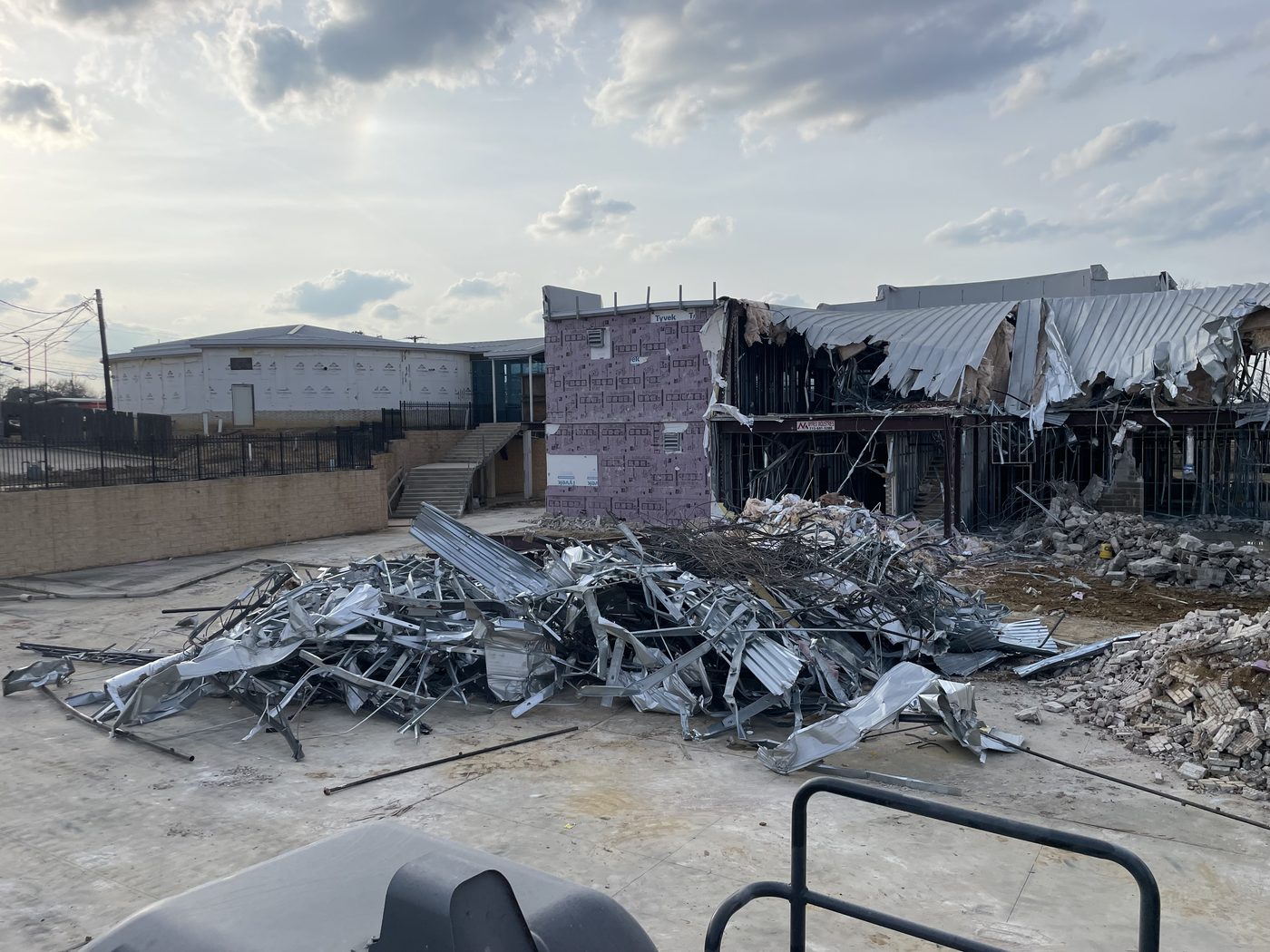 Demolition debris and site clearing at Caldwell City Hall
