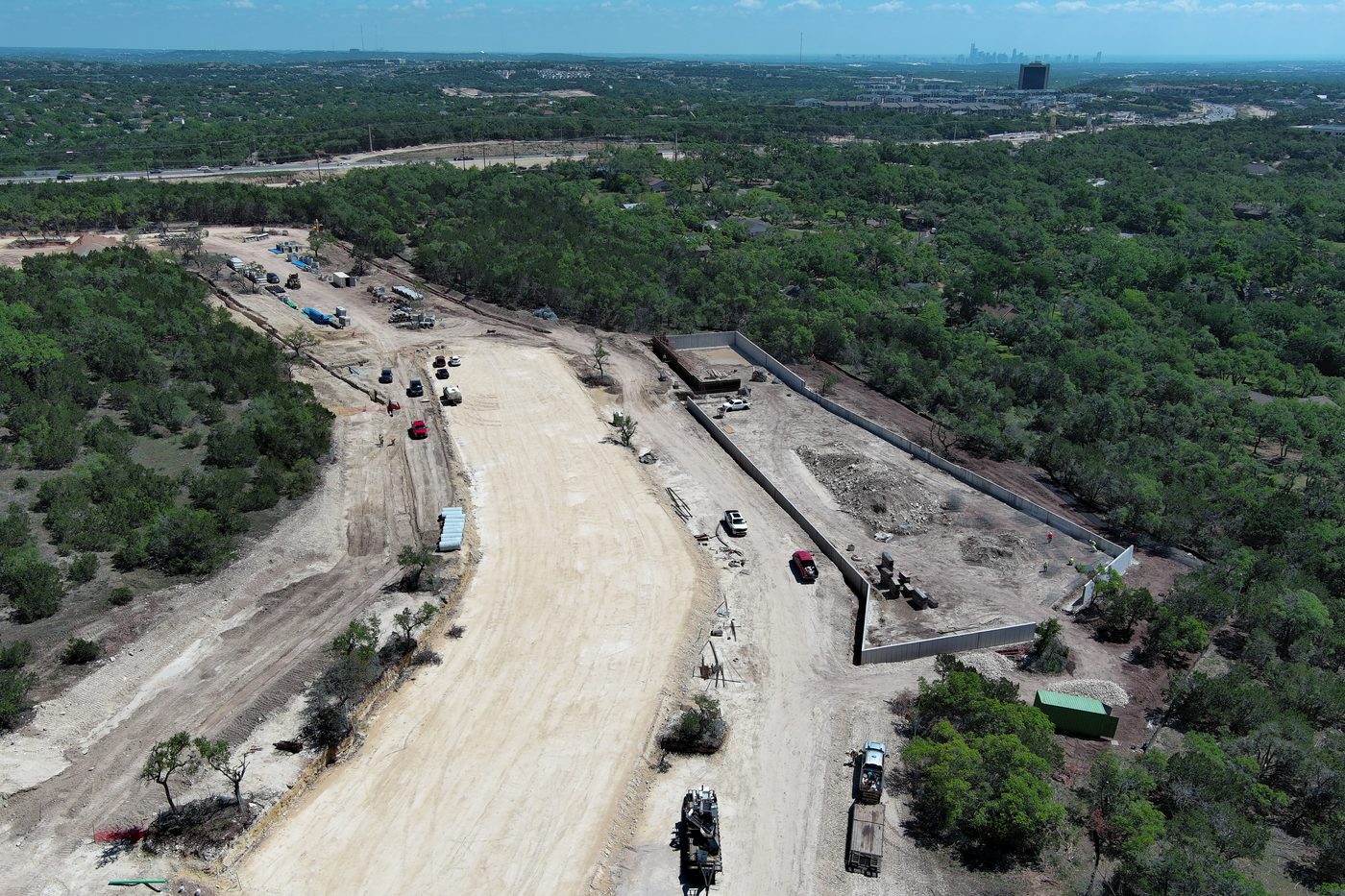 Aerial view of the Granada Ridge apartment community earthwork and site concrete