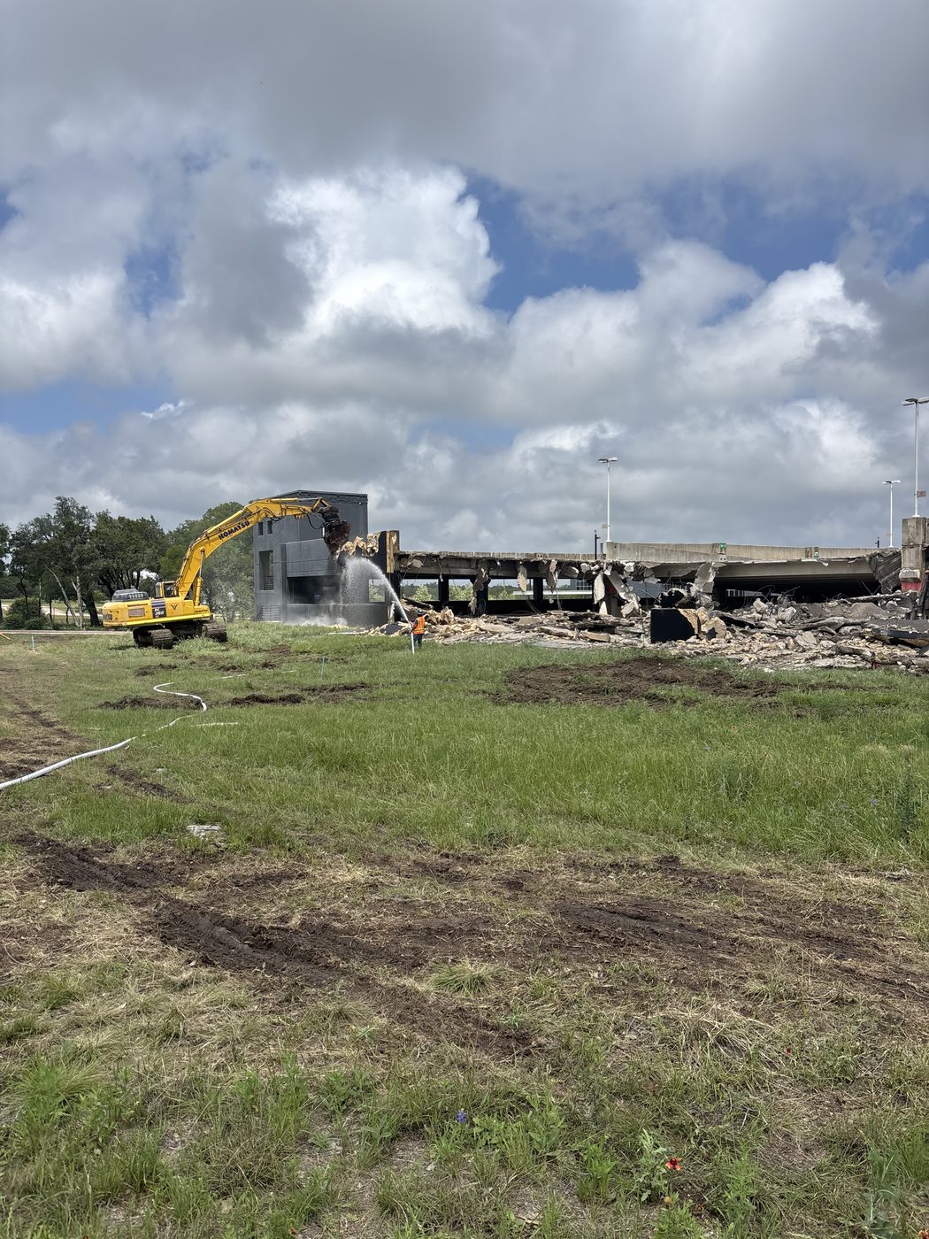 Structural demolition of a multi-level parking garage at the PWA/Cosmos campus