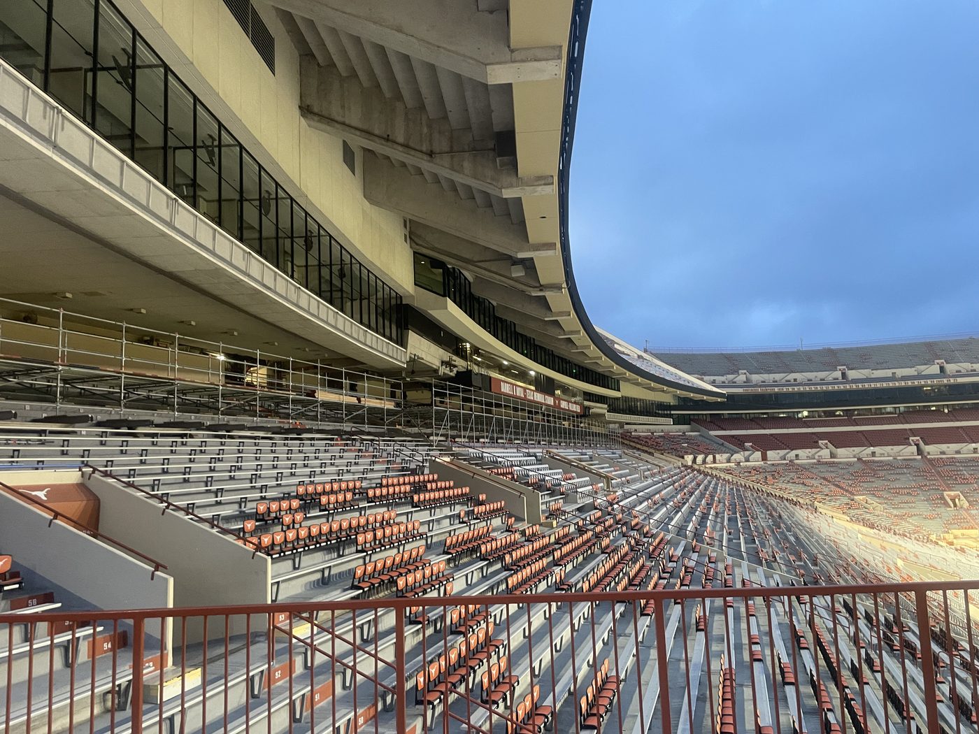Interior demolition work inside Darrell K Royal stadium